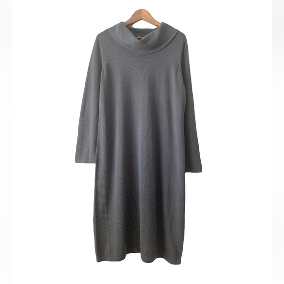 NWT Hanna Andersson Cowl Neck Sweater Midi Dress Women Size XL Gray Cozy - Picture 3 of 11